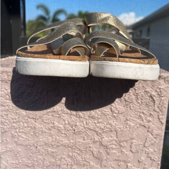 Me Too Gold Elastic Sling Back Cork Open Toe Sprin Summer Sandals Size 9M - Picture 5 of 9